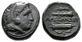 Kings of Macedon, Alexander III 'the Great' 336-323 BC. AE (18 mm, 7,73 g.). Uncertain mint in Macedon, circa 336-323 BC. Head of Herakles to right, w...