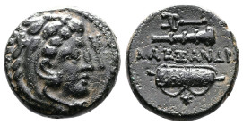Kings of Macedon Alexander III 'the Great' 336-323 BC. (18 mm, 5,9 g.). Head of Herakles wearing a lion's skin to right, kerykeion (caduceus) in fron ...