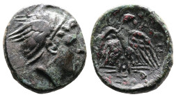 Kings of Macedon, Perseus, 179-168 BC. AE (19mm, 5,22 g.). Pella or Amphipolis mint. Head of the hero Perseus right, wearing winged Phrygian helmet; h...