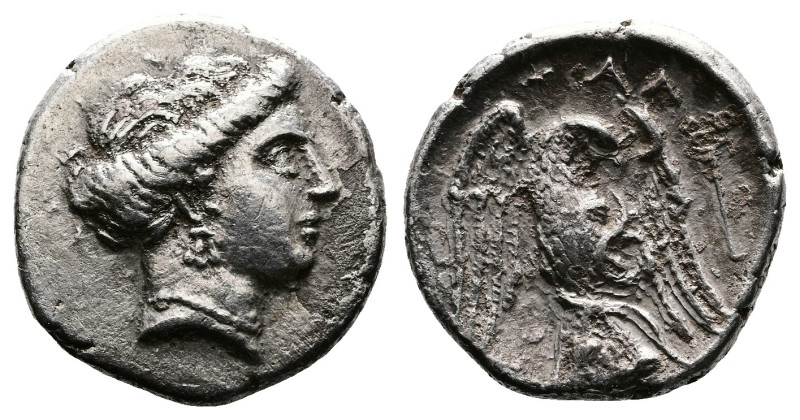 Euboia, Chalkis, circa 290-271 BC. AR Drachm (16mm. 3,45g.). Head of the nymph C...