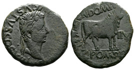 Hispania, Tarraconensis, Augustus, 27 BC-14 AD. AE (27mm, 8,88 g.). Lepida-Celsa, 5-3 BC. Cn. Domitius and C. Pompeius, duoviri. IMP CAESAR DIVI F AVG...