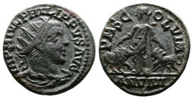 Moesia Superior, Viminacium, Philip II, 244-249 AD. AE (21mm, 5,56 g.). Dated Year 9 = AD 247/8. IMP M IVL PHILIPVS AVG, radiate, draped and cuirassed...