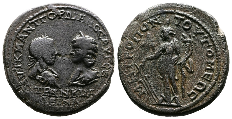 Moesia Inferior, Tomis, Gordian III with Tranquillina, 238-244 AD. AE Tetrassari...