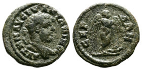 Thrace, Serdica, Caracalla, 198-217 AD. AE Hemiassarion (18mm, 3,10 g.). AYT K M AYP CEV ANTΩNEINOC Laureate head right. Rev. CEPΔΩN Thanatos standing...