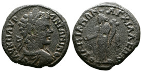 Thrace, Anchialus, Caracalla, 198-217 AD. AE (27 mm, 10,59 g.). AYT M AYP ANTΩNEINOC Laureate, draped and cuirassed bust of Caracalla seen from behind...