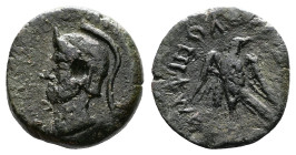 Macedon, Koinon of Macedon, time of Antonines, circa 2nd. Century AD. AE (14mm, 2,33 g.). head of Athena, wearing crested helmet to left. Rev. ΑΜΦΙΠοΛ...