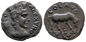 Troas, Alexandria, Pseudo-autonomous issue, time of Gallienus, 253-268 AD. AE (21mm, 5,09 g.). CO TRO AV Turreted and draped bust of Tyche to right; v...