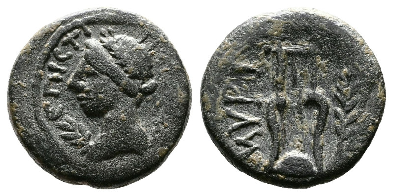 Aeolis, Myrina, Pseudo-autonomous issue, circa 200-300 AD. AE (15mm, 3,00 g.). E...