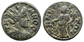 Aeolis, Temnos. Pseudo-autonomous. Time of Valerian and Gallienus 253-268 AD. AE. (18,5mm, 3,2 g.) THMNOC. Turreted bust of Tyche right. Rev. THMNEITΩ...