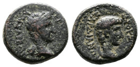 Lydia, Sardes. Germanicus and Drusus. AE (15,7 mm. 3,3 g.). AD 5-19. ΓΕΡΜΑΝΙΚΟΣ ΚΑΙΣΑΡΕΩΝ, bare head of Germanicus right. Rev. ΔΡΟΥΣΟΣ ΣΑΡΔΙΑΝΩΝ, bare...