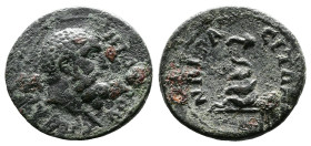 Lydia, Nakrasa, Pseudo-autonomous issue Time of Trajan or Hadrian, 98-138 AD. AE (18mm, 2,30g.) Bare bearded head of Herakles right. Rev. NAKPACITΩN, ...
