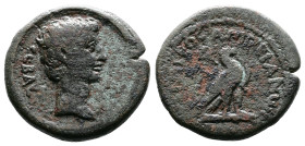 Phrygia, Amorium. Augustus, 27 BC- 14 AD. AE Assarion (21 mm, 7,09 g.). Alexandros, son of Kallipos, magistrate. ϹЄΒΑϹΤΟϹ Bare head of Augustus to rig...
