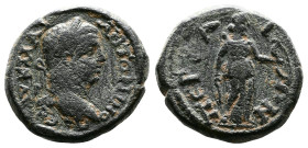 Pamphylia, Perge, Caracalla, 198-217 AD. AE Hemiassarion (18,5 mm, 5,15 g.). AY K M AY ANTΩNINOC CЄB Laureate head of Caracalla to right. Rev. ΠЄPΓAIΩ...