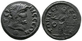 Pisidia, Termessus Major. AE (29,9 mm. 14,1 g.). AD 180-238. TЄPMHCCЄΩN AYTONOMΩN Θ, laureate head of Zeus right. Rev. TΩN MЄIZONΩN Θ, Athena standing...