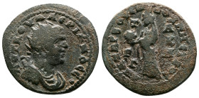 Cilicia, Anazarbos, Valerian I, 253-260 AD. AE Hexassarion (27 mm, 11.00 g.). CY 272 = 253-254 AD. AYT K OYAΛЄPIANOC Radiate, draped and cuirassed bus...