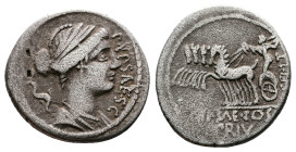 L. Plautius Hypsaeus, 57 BC. AR Denarius (18 mm, 3,64 g.). Rome. P•YPSAE•S•C Diademed and draped bust of Leuconoë to right, with snake behind her neck...