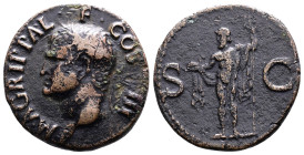 Agrippa, after 37 AD. AE As (28mm, 10,58 g.) M AGRIPPA L – F COS III Head l., wearing rostral crown. Rev. S – C Neptune, cloaked, standing l. holding ...