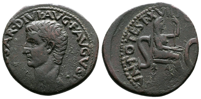 Tiberius, 14-37 AD. AE As (28mm, 10,71 g.). Rome, 15-16 AD. TI CAESAR DIVI AVG F...
