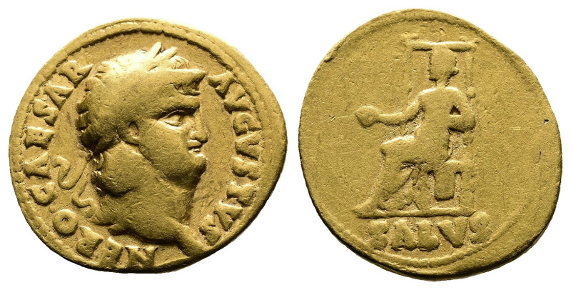 Nero, 54-68 AD. AV Aureus (19 mm, 7,00 g.). Rome, circa 65-66 AD. NERO CAESAR AV...