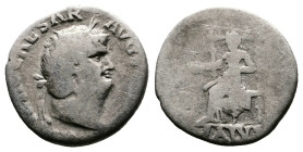 Nero, 54-68. AD. AR Denarius (17 mm, 3,14 g.). Rome, 65-66 AD. NERO CAESAR AVGVSTVS Laureate head of Nero to right. Rev. SALVS Salus seated left on th...