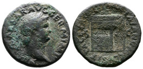 Nero, 54-68 AD. AE As (27 mm, 12,07 g.). Rome, circa 65 AD. NERO CAESAR AVG GERM IMP Laureate head of Nero to right. Rev. PACE P R VBIQ PARTA IANVM CL...