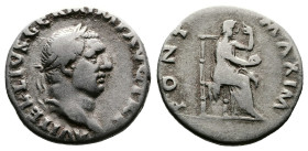 Vitellius, 69 AD. AR Denarius (17 mm, 3,16 g.), Rome, struck late April- 20 December 69 AD. A VITELLIVS GERM IMP AVG TR P Laureate head of Vitellius t...