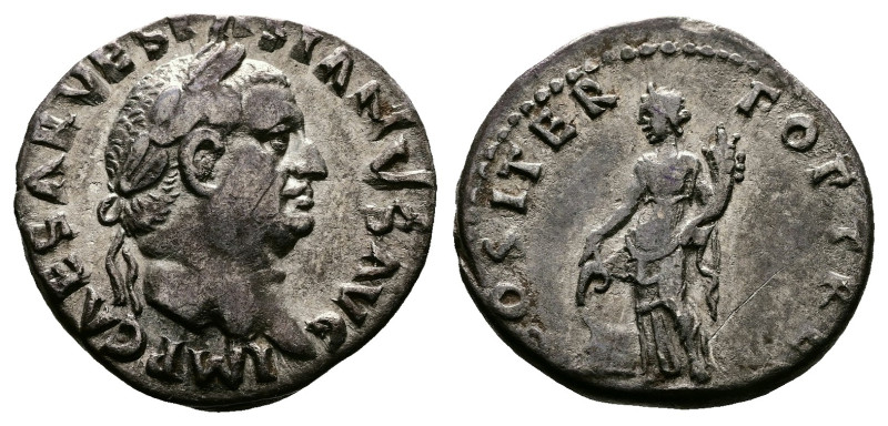 Vespasian, 69-79 AD. AR Denarius (18mm, 2,91g.). Rome, 70 AD. IMP CAESAR VESPASI...
