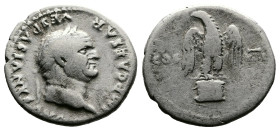 Vespasian, 69-79 AD. AR Denarius (18mm, 3.43 g.). Rome mint. Struck 76 AD. Laureate head right. Rev. COS VII across field, eagle standing facing on lo...