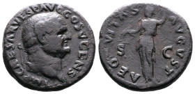 Vespasian, 69-79 AD. AE As (25mm, 10,53 g.). Rome, 71 AD. IMP CAES VESPASIAN AVG COS III Laureate head of Vespasian. Rev. AEQVITAS AVGVSTI / S C Aequi...
