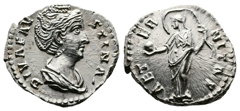 Diva Faustina I, died 140/1 AD. AR Denarius (19 mm, 3.18 g.). Rome, under Antoni...