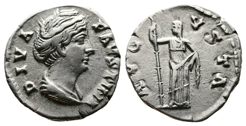 Diva Faustina I, died 140/1 AD. AR Denarius (18 mm, 3,01 g.). Rome, under Antoni...