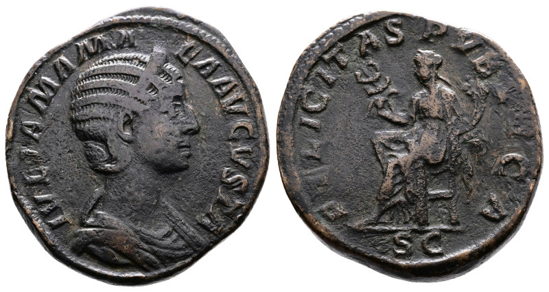 Julia Mamaea, 222-235 AD. AE Sestertius (30 mm, 23,74 g.). Rome, 230 AD. IVLIA M...