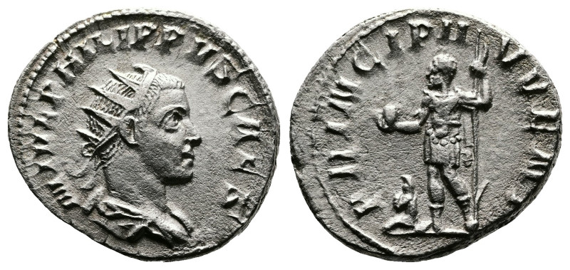 Philip II, as Caesar, 244-247 AD. AR Antoninianus (21mm, 4,25 g.). Rome, 244-246...