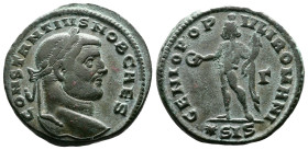 Constantius I, as Caesar, 293-305 AD. AE Follis (26 mm, 11,09 g.). Siscia, 295 AD. CONSTANTIVS NOB CAES, Laureate head of Constantius right. Rev. GENI...