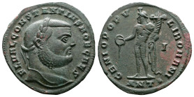 Constantius I, 293-306 AD. AE Follis (27 mm, 6,16 g.). Antioch, 306 AD. IMP C FLV CONSTANTIVS PF AVG laureate head of Constantius I right. Rev. GENIO ...