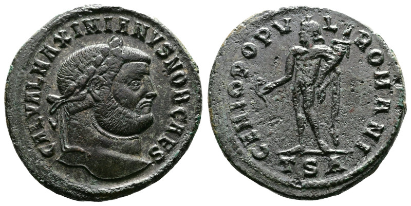 Galerius, 293-305 AD. AE Follis. (28 mm, 10,20 g.). Thessalonica, 298-299 AD. GA...