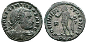 Licinius I, 308-324 AD. Silvered Bronze Follis (19 mm, 3,00 g.). Rome, 315-316 AD. IMP LICINIVS P F AVG Laureate and cuirassed bust of Licinius I to r...