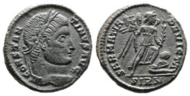 Constantine I, 307/310-337 AD. AE Follis (18,5mm. 3,79 g.). Sirmium. CONSTANTINVS AVG, laureate head of Constantine I right. Rev. SARMATIA DEVICTA, Vi...