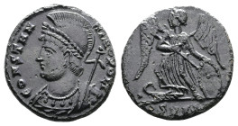 Commemorative Series struck under Constantine I the 'Great', 307/310-337 AD. AE Follis (16mm, 2,49g.). Nicomedia, 330-335 AD. CONSTANTINOPOLIS Helmete...