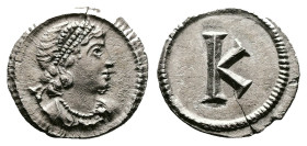 Helena? time of Constantine I 'the Great' Anonymous, ca. AD 330. AR Third Siliqua. (11,9 mm. 0,94 g.). Constantinople. Pearl-diademed, draped bust rig...