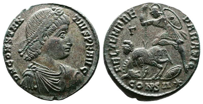 Constantius II, 337-361 AD. Silvered Bronze Centenionalis (22 mm, 5,94 g.). Cons...