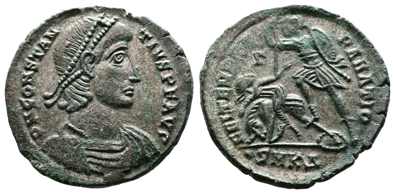 Constantius II, 337-361 AD. Silvered Bronze Centenionalis (24 mm, 4,55 g.). Cyzi...