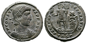 Constans, 337-350 AD. AE Centenionalis (23 mm, 6,26 g.). Thessalonica. DN CONSTANS PF AVG, pearl-diademed, draped and cuirassed bust of Constans right...