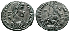 Constans, 337-350 AD. AE Silvered Centenionalis (25 mm, 6,52 g.) Siscia. D N CONSTANS P F AVG. Diademed, draped and cuirassed bust of Constansright A ...