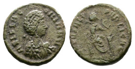 Aelia Flaccilla, 379-386/8 AD. AE 4 (12 mm, 1,31 g.). Heraclea, 5th. Officina, 379 - 383 AD. AEL FLACCILLA AVG Draped bust of Flacilla to right, with ...