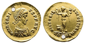 Arcadius, 383-408 AD. Gold Tremissis (15mm, 1,42 g.). Constantinople, circa 388-393 AD. D N ARCADIVS P F AVG, pearl-diademed, draped and cuirassed bus...