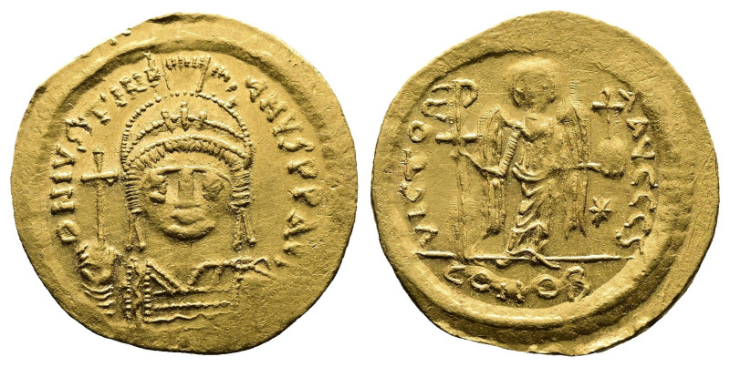 Justinian I, 527-565 AD. Gold Solidus (20 mm, 4,44 g.). Constantinople, 527-538 ...