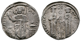 Andronicus II Palaeologus, with Michael IX, 1282-1328 AD. AR Basilikon (21 mm, 2,19 g.), Constantinopolis, 1304- 1320 AD. KVPIE BOH[ΘEI] Christ, nimba...