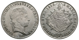Ferdinand I. 1835-1848 20 Kreuzer, 1846 B. Kremnitz 6,67 g. Frühwald 956. Almost extremely fine.