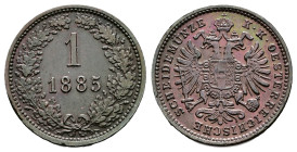 Austria, Franz Joseph I (1848-1916). 1 Kreuzer- 1885 Wien, Frühwald 1668. Extremely fine.